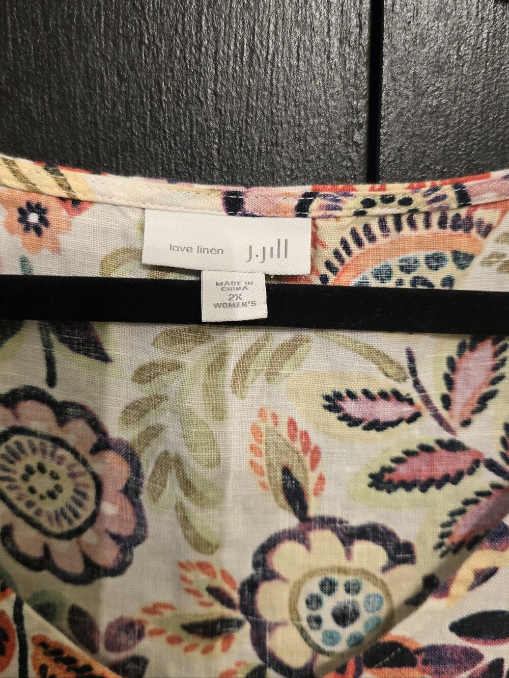 J. Jill Love Linen Sleeveless Swing Dress w/ Floral Patten On Oat Background 2x - Picture 2 of 4